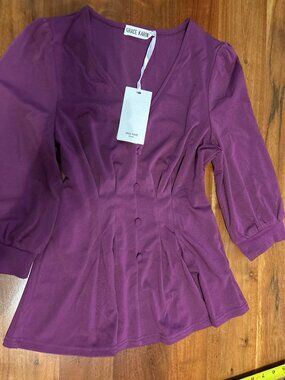 Grace Karin Purple Long Sleeve Dress Shirt Size Small NWT